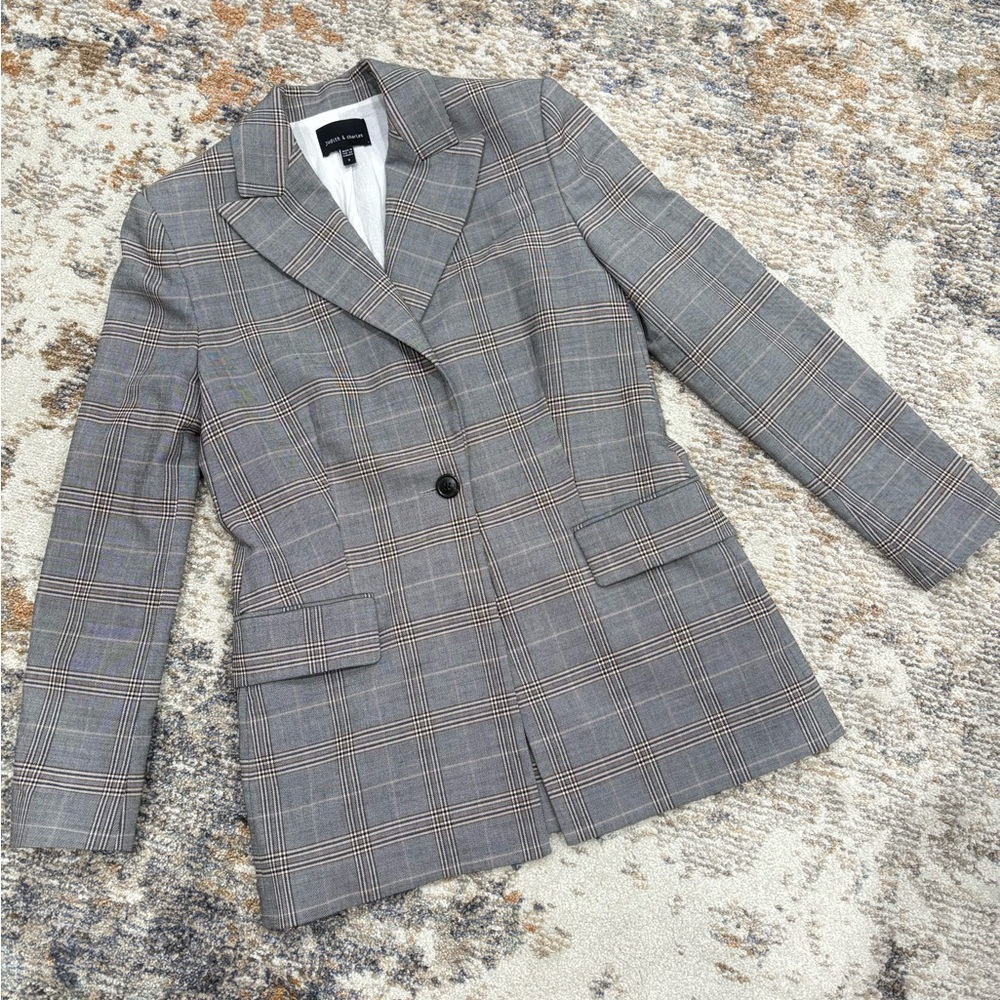 Judith & Charles Grey Check Lined Blazer